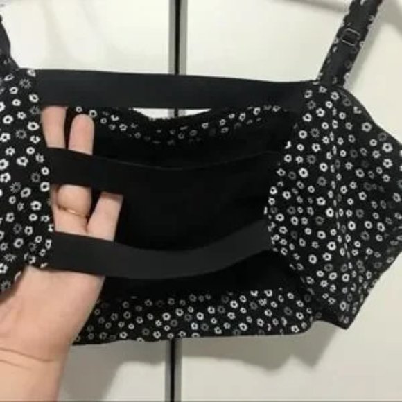 Bethany Mota Flower Crop Bra Top Black and White Sexy Back Floral XL - Picture 8 of 8
